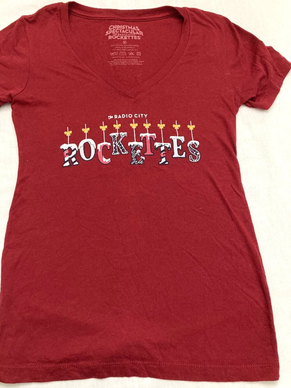 XS The Radio City Rockettes CHRISTMAS SPECTACULAR COOKIE WOMEN`S TEE T-SHIRT RED